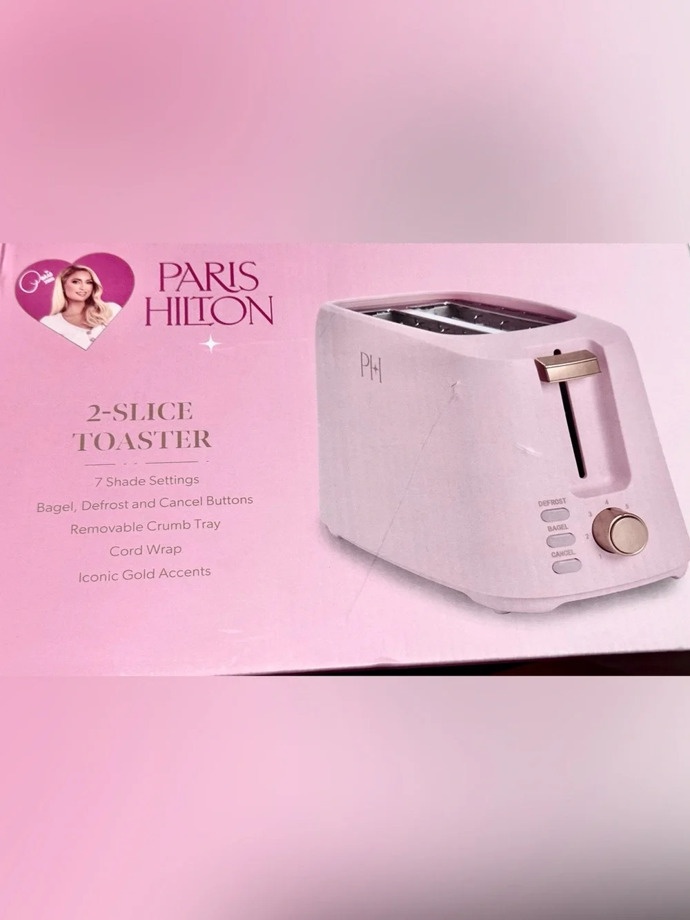 Paris Hilton 2 Slice Pink Toaster /  7 Shade Settings